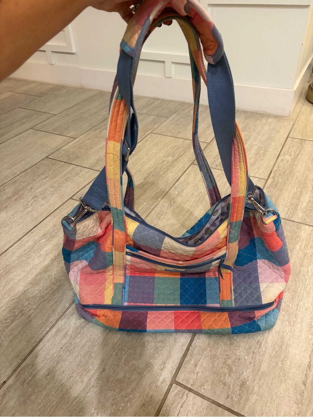 Vera Bradley Quilted Tropics Plaid Vera Deluxe Travel Tote - Picture 2 of 8
